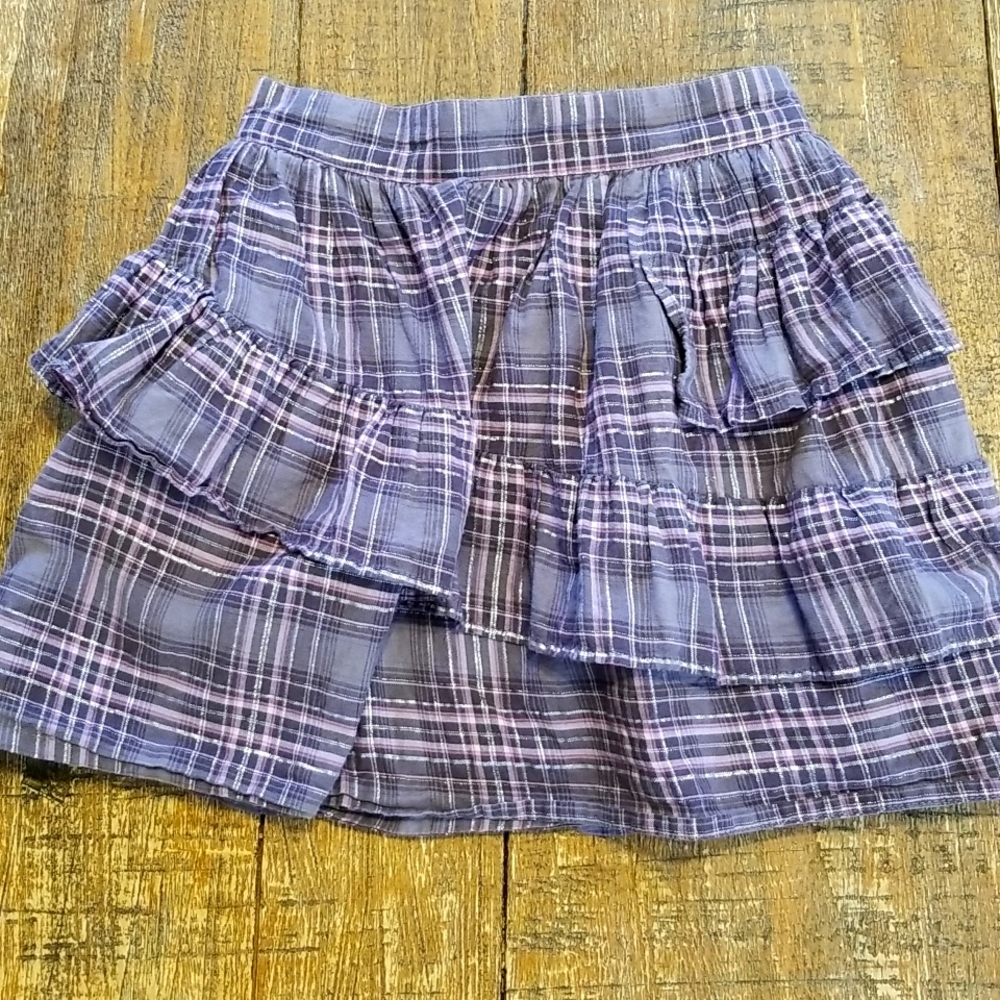 Monsoon purple pink and silver ruffle skirt